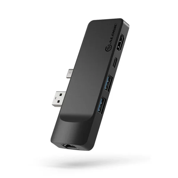 ​ALOGIC - Surface Pro 7 Portable Hub - HDMI (4K@60Hz), 1 X Gigabit Ethernet, 2 X USB-A (5G), 1 X USB-C With Data(5G) & PD (100W) – Black