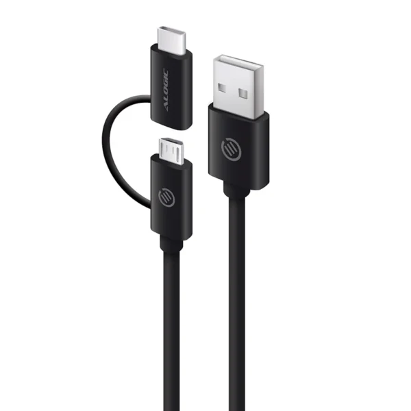 ALOGIC - 1M USB 2.0 USB-A To USB-C & Micro USB-B Combo Cable For Charge & Sync - Male To Male