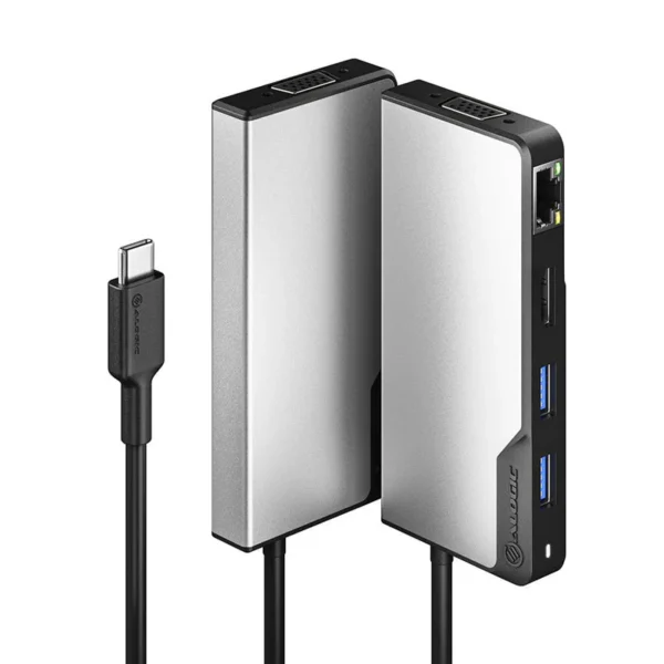ALOGIC - USB-C Fusion Max 6-In-1 Hub – 1 X HDMI 4K@30Hz, 1 X VGA, 2 X USB-A (USB 3.0), 1 X Gigabit Ethernet, 1 X USB-C (Data & PD) - Space Grey