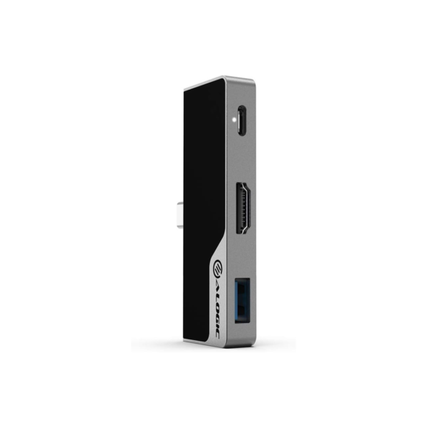 ALOGIC - USB-C Dock Nano Mini With USB-A – Space Grey Input: USB-C Output: HDMI With 4K@30Hz, USB 3.0 Type A , 3.5Mm Audio Jack, USB-C 30W With Audio & Power
