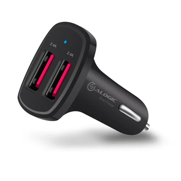 ALOGIC - 2 Port USB-A Car Charger 5V/4.8A (2.4A + 2.4A) With Smart Charge - Black
