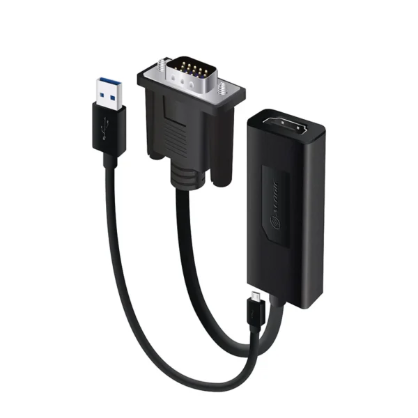 ALOGIC - Portable VGATo HDMI Adapter With USB Audio & Resolution Support UP To 1080P