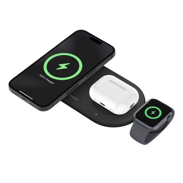 BELKIN - 3-In-1 Magnetic Wireless Charging Pad With Qi2 15W Black