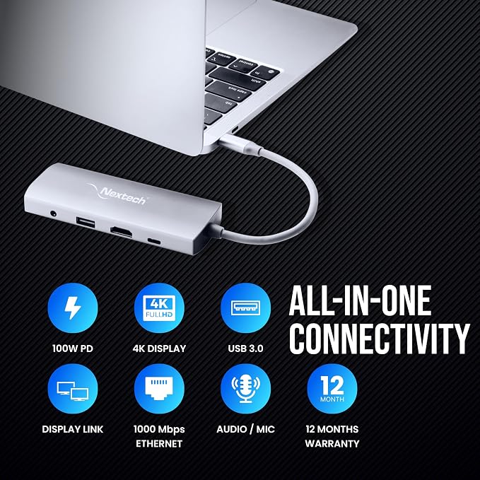 Nextech Usb-C 9 In 1 Dock (1*Type-C Pd Input, 3* Usb 3.0 + Hdmi + Sd/ Mf Card Reader + Rj45 + Pd + Aux In/ Out) - Image 2