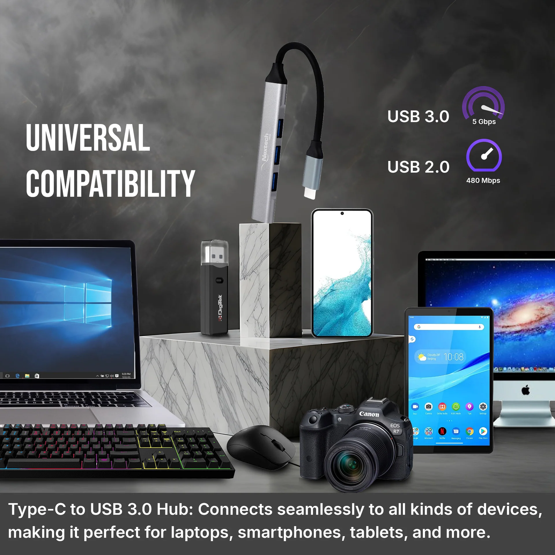 Nextech 4 In 1 Usb Hub (3*Usb 2.0 + 1*Usb 3.0) - Image 3