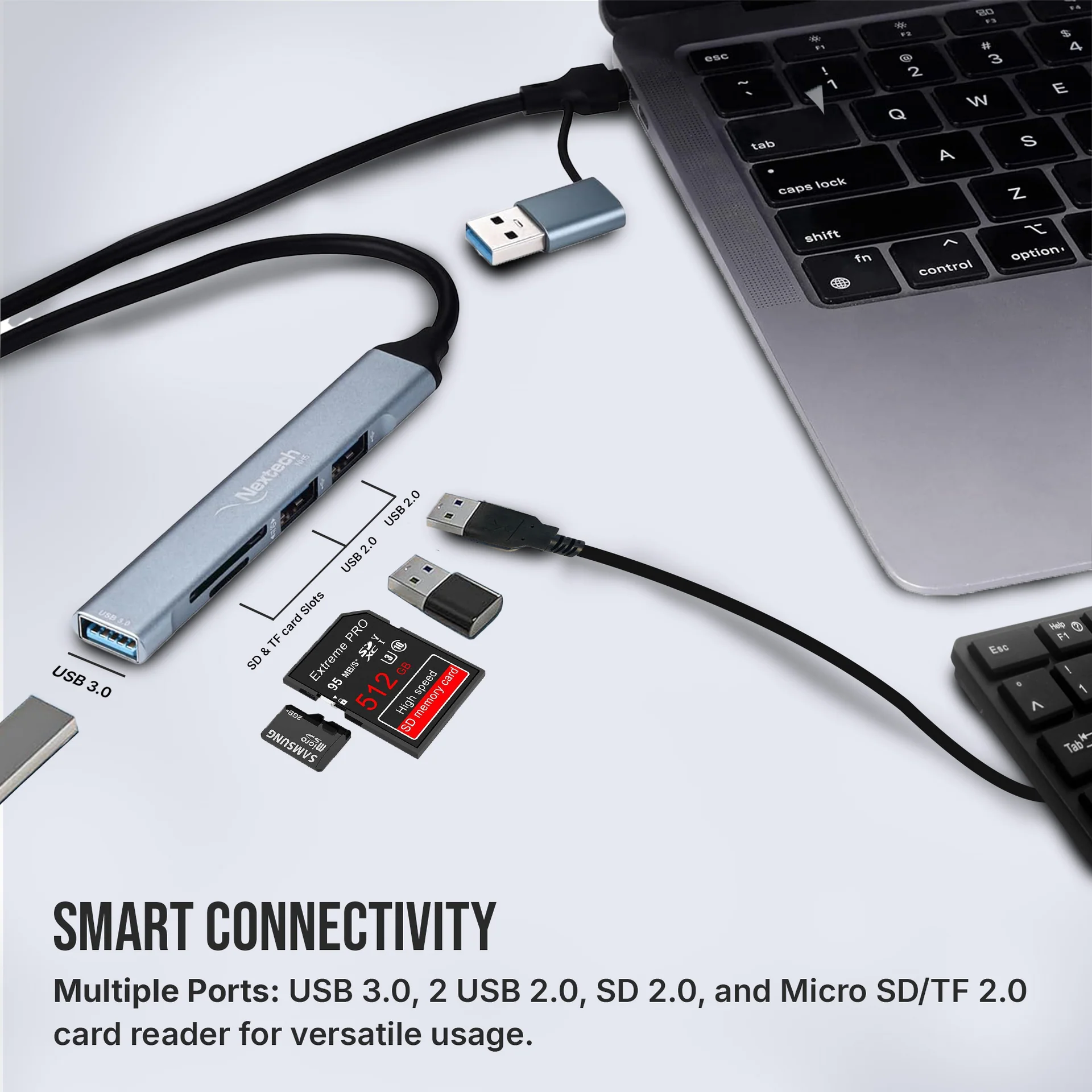 Nextech 5 In 1 Usb Hub (2*Usb 2.0 + 1*Usb 3.0+Tf + Sd) - Image 3