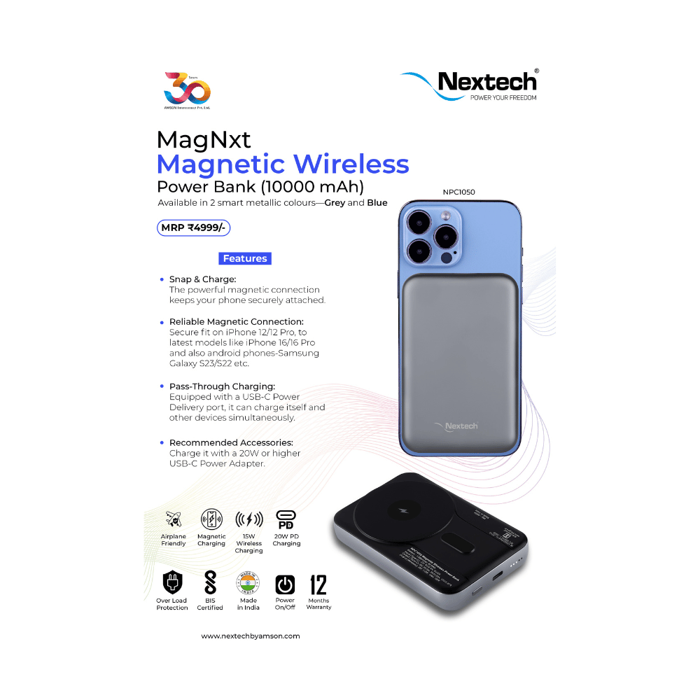 Nextech 10K Mah Pd 22.5W Magnxt Wireless Power Bank - Image 1