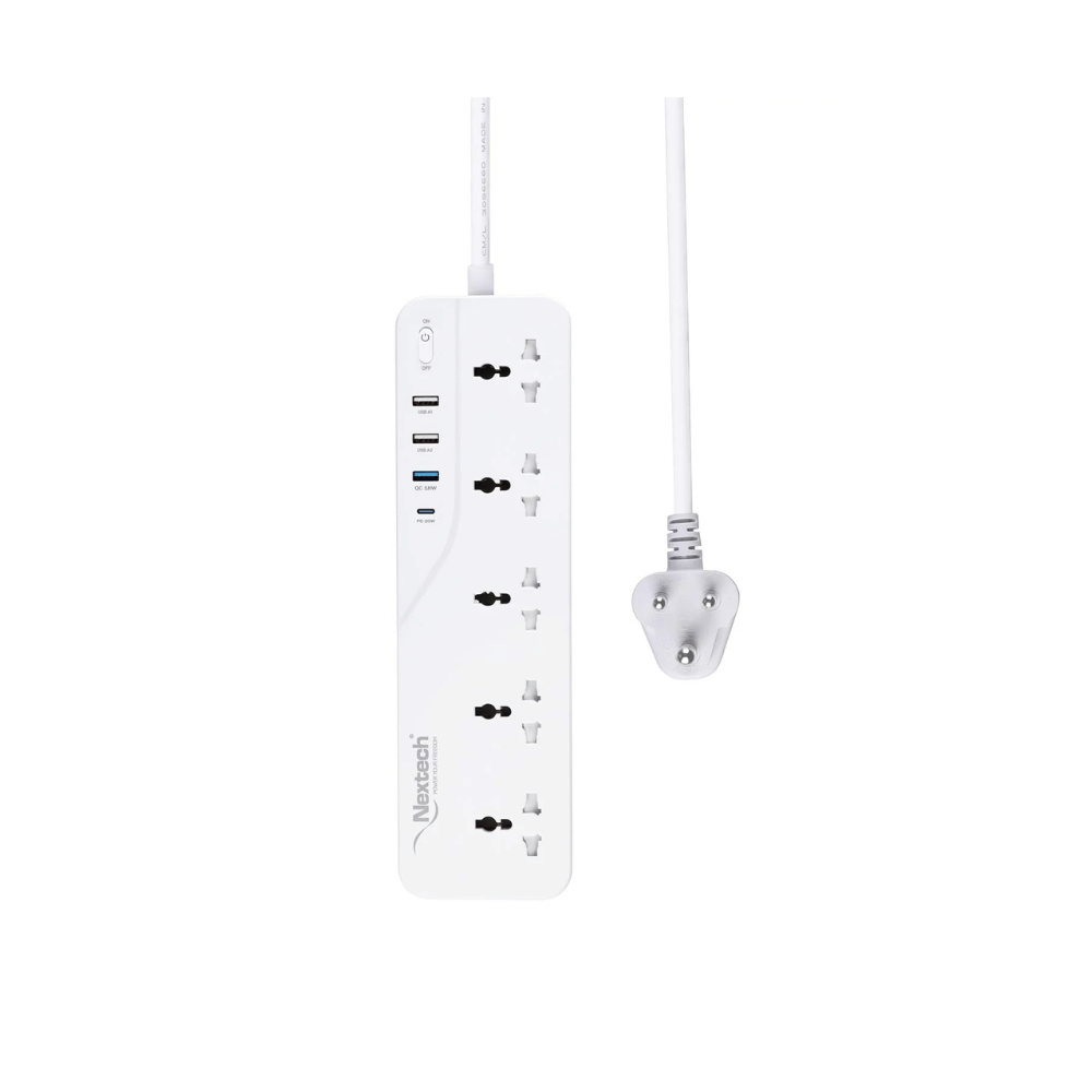 Nextech Pdqc 20W 5 Universal Ac Socket Spike Buster 2500W 2M - Image 1